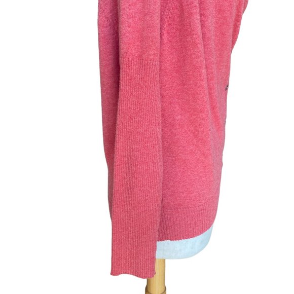 Eileen Fisher Organic Cotton Slouchy Cardigan Button Cowl Neck Barbiecore  -PS - Picture 9 of 14